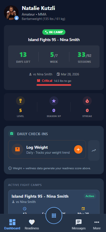 CoachLink Fighter Dashboard